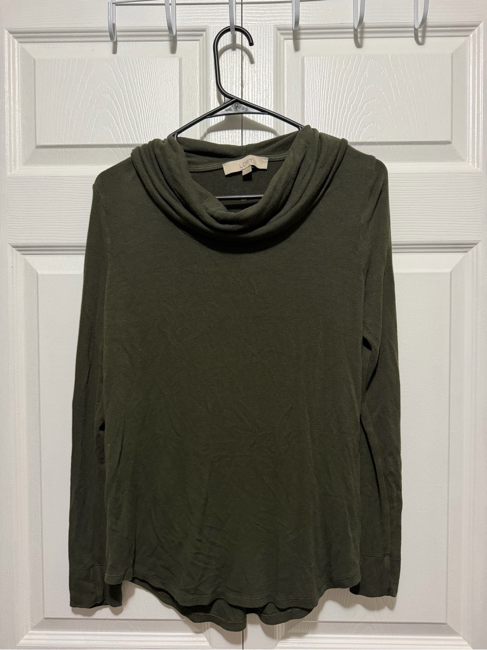 LOFT Olive Green Cowl Neck Long Sleeve Top Small